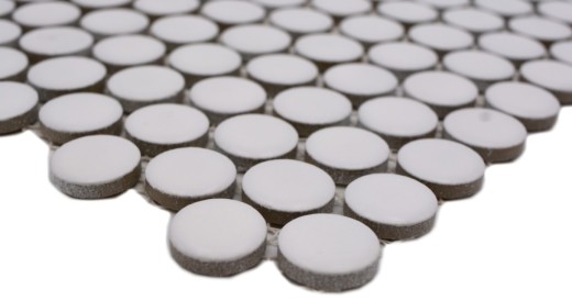 Button mosaic LOOP round mosaic white matt wall kitchen shower BAD MOS10-0111_f | 10 mosaic mats