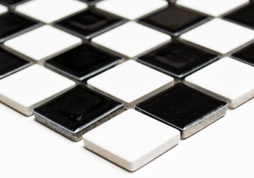 Mosaic tile ceramic chessboard black white glossy tile backsplash MOS18-0306_f