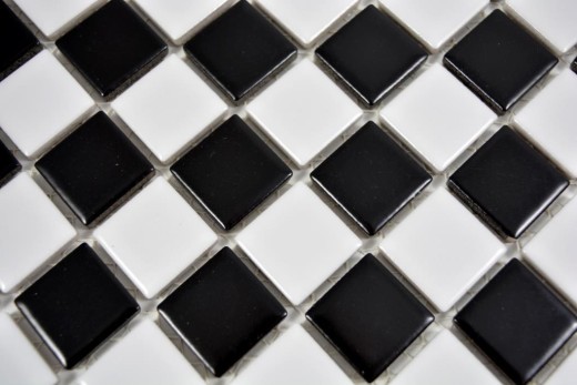 Mosaic tile ceramic chessboard black white matt tile backsplash MOS18-0305_f