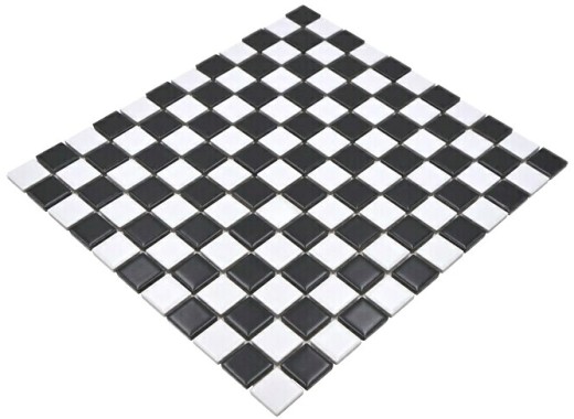Mosaic tile ceramic chessboard black white matt tile backsplash MOS18-0305_f