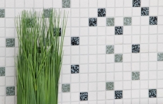 Mosaic tile ceramic mosaic white black gray textured floor bathroom MOS18-0307_f