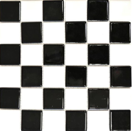 Kitchen mosaic tile Checkerboard black white glossy MOS16-CD200_f