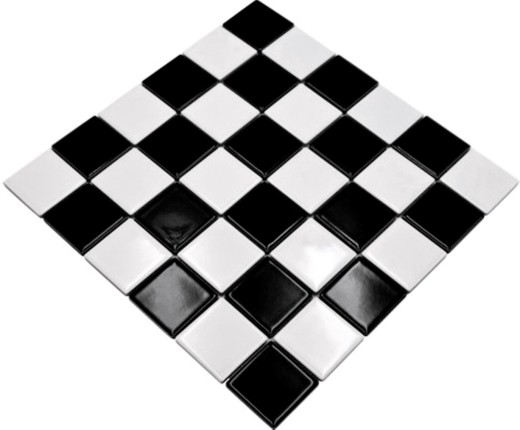 Kitchen mosaic tile Checkerboard black white glossy MOS16-CD200_f