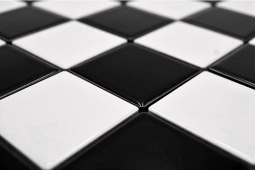 Kitchen mosaic tile Checkerboard black white glossy MOS16-CD200_f