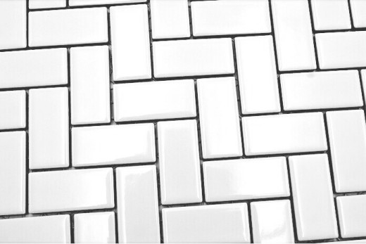 Mosaic tile ceramic herringbone white glossy kitchen tile wall tile MOS24-CHB5WG_f