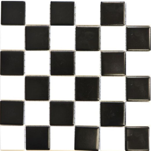 Mosaic tile ceramic white black matt chessboard tile backsplash MOS16-CD202_f