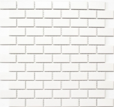 Mosaic tile ceramic brick white matt bathtub cladding MOS24-03WM_f
