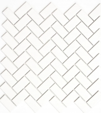 Mosaic tile ceramic herringbone white matt bathtub cladding MOS24-CHB05WM_f