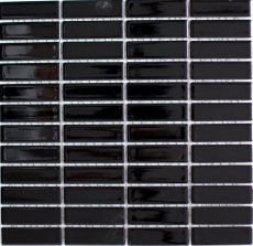 Mosaic tile ceramic rods black glossy kitchen splashback MOS24-0302_f