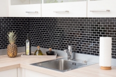 Mosaic tile ceramic brick black glossy kitchen splashback MOS24-4BG_f