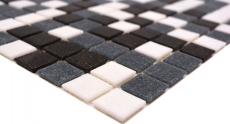 Mosaic tile glass wall tile bathroom tile shower splashback tile backsplash white gray black MOS52-0302_f | 10 mosaic mats
