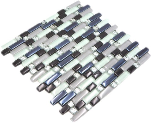 Mosaic tile Translucent white gray black composite glass mosaic Crystal EP white gray black MOS87-IL007_f | 10 mosaic mats