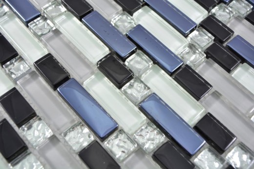 Mosaic tile Translucent white gray black composite glass mosaic Crystal EP white gray black MOS87-IL007_f | 10 mosaic mats