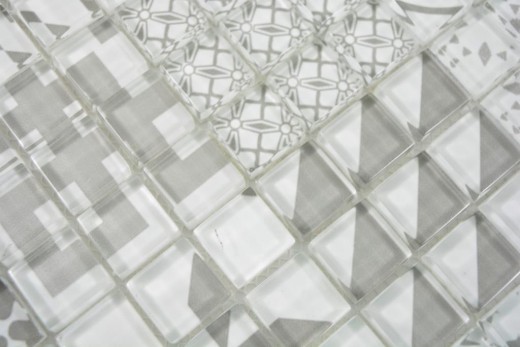 Retro vintage mosaic tile translucent gray glass mosaic Crystal Design gray MOS88-Retro-35_f | 10 mosaic mats