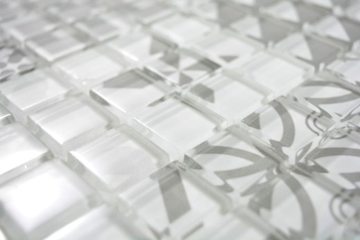 Retro vintage mosaic tile translucent gray glass mosaic Crystal Design gray MOS88-Retro-35_f | 10 mosaic mats