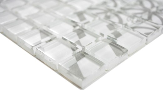 Retro vintage mosaic tile translucent gray glass mosaic Crystal Design gray MOS88-Retro-35_f | 10 mosaic mats