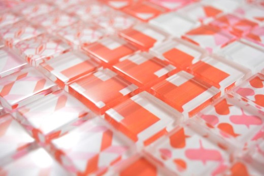 Retro vintage mosaic tile translucent red glass mosaic Crystal Design red MOS88-Retro-37_f | 10 mosaic mats
