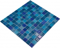 Mosaic tile Translucent line blue Glass mosaic Crystal line blue MOS64-0409_f | 10 mosaic mats