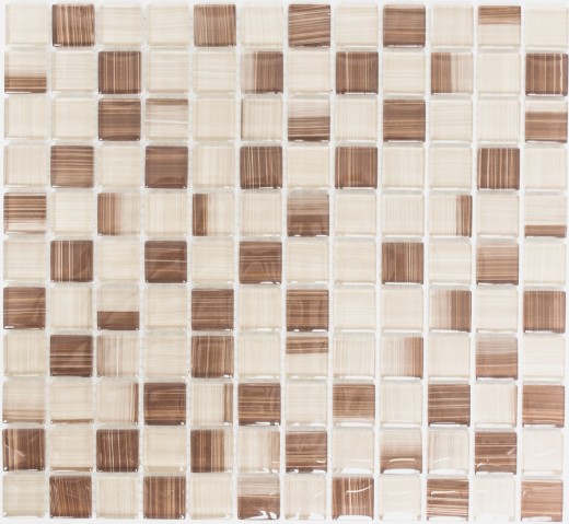 Mosaic tile Translucent streaky beige Glass mosaic Crystal streaky beige MOS74-1209_f | 10 mosaic mats