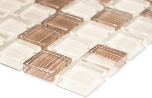 Mosaic tile Translucent streaky beige Glass mosaic Crystal streaky beige MOS74-1209_f | 10 mosaic mats