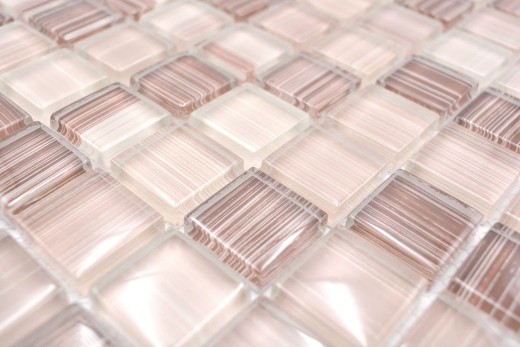 Mosaic tile Translucent streaky beige Glass mosaic Crystal streaky beige MOS74-1209_f | 10 mosaic mats