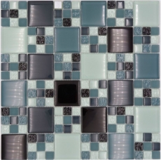 Mosaic tile translucent gray black combination glass mosaic Crystal gray black gray matt MOS78-0204_f | 10 mosaic mats
