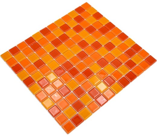 Mosaic tile Translucent yellow orange red Glass mosaic Crystal yellow orange red MOS62-0802_f | 10 mosaic mats
