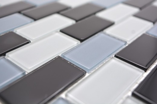 Mosaic tile Translucent black Brick Glass mosaic Crystal black MOS66-0208_f | 10 mosaic mats