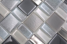 Mosaic tile translucent smoke combination iridescent smoke-colored MOS68-0216F_f | 10 mosaic mats
