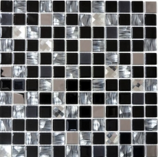 Mosaic tile Translucent stainless steel black Glass mosaic Crystal steel black Glass MOS63-CM-426_f | 10 mosaic mats