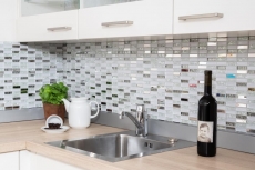 Mosaic tile Translucent stainless steel white rods Glass mosaic Crystal steel white glass MOS87-0102_f | 10 mosaic mats