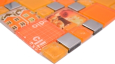 Transparent crystal mosaic glass mosaic silver orange wall tile backsplash kitchen shower bathroom_f | 10 mosaic mats