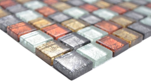 Transparent crystal glass mosaic gold silver black red structure wall tile backsplash kitchen bathroom MOS88-71739_f | 10 mosaic mats