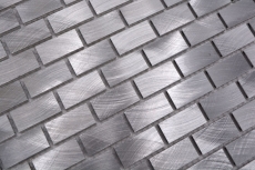 Mosaic splashback aluminum silver brick tile backsplash kitchen MOS48-0204_f