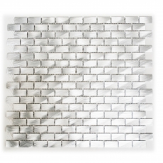 Mosaic splashback aluminum silver brick tile backsplash kitchen MOS48-0204_f