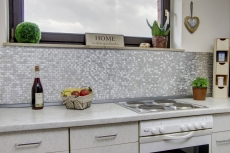 Mosaic splashback aluminum silver brick tile backsplash kitchen MOS48-0204_f