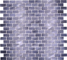 Mosaic splashback aluminum brick black tile backsplash kitchen MOS48-0304_f