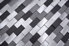 Mosaic rear wall aluminum brick 3D alu silver black MOS49-0208_f