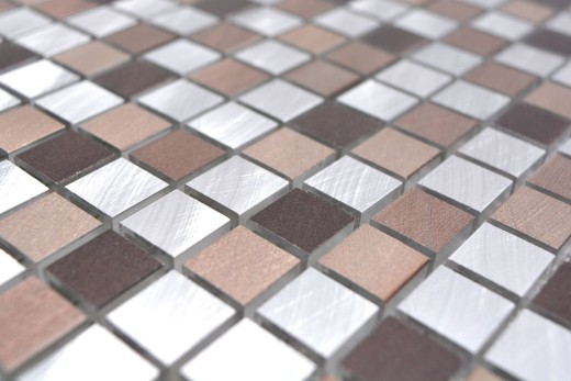 Mosaic splashback aluminum beige brown aluminum copper tile backsplash kitchen MOS49-A971_f