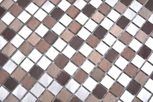 Mosaic splashback aluminum beige brown aluminum copper tile backsplash kitchen MOS49-A971_f