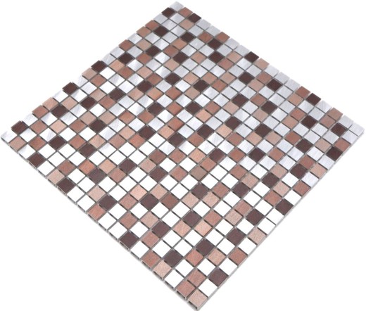 Mosaic splashback aluminum beige brown aluminum copper tile backsplash kitchen MOS49-A971_f