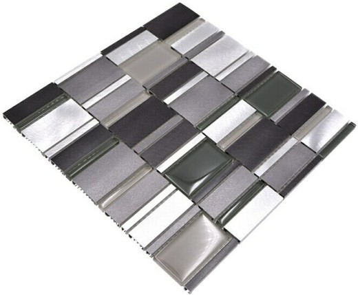 Mosaic rear wall aluminum aluminum glass mosaic clear grey MOS49-0204_f