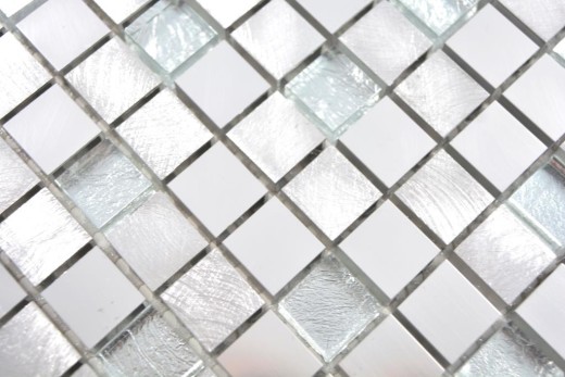 Mosaic back panel aluminum aluminum glass mosaic silver MOS49-A309F_f