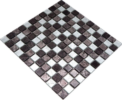 Mosaic rear wall black glass mosaic silver black structure MOS126-1703_f