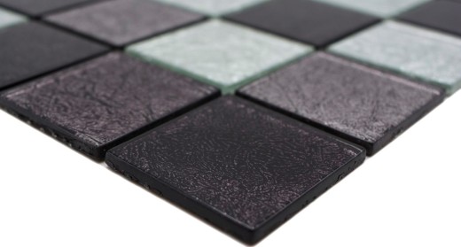 Mosaic rear wall black glass mosaic silver black structure MOS126-1704_f