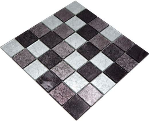 Mosaic rear wall black glass mosaic silver black structure MOS126-1704_f