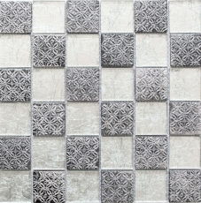 Mosaic back panel Translucent silver Glass mosaic Crystal resin look silver MOS88-8OP6_f