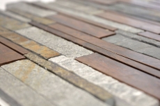 Mosaic tile stone copper gray rust copper composite stone kitchen splashback MOS47-XSK565_f