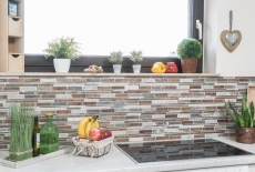 Mosaic tile stone copper gray rust copper composite stone kitchen splashback MOS47-XSK565_f