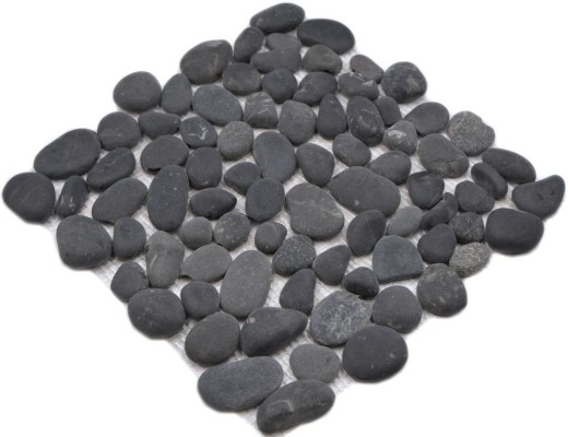 Mosaic tile river pebble stone pebble arched dark gray MOS30-0208_f